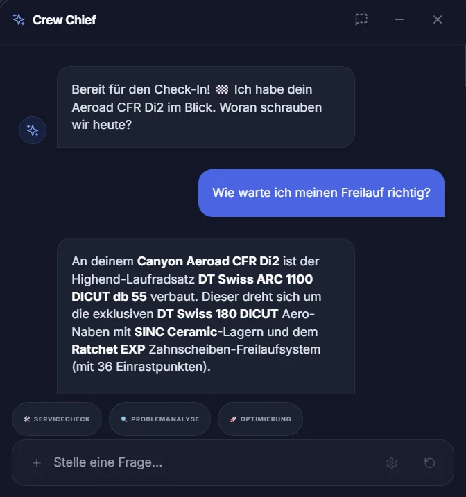 Velopit Bike-Assistent im Chat